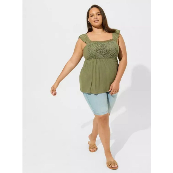 Torrid Textured Jersey Square Neck Flutter Sleeve Babydoll Size L (0X) - Picture 2 of 11